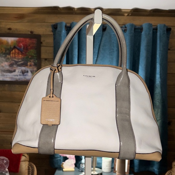 Coach Handbags - Coach White and Gray Satchel with Tan Accents